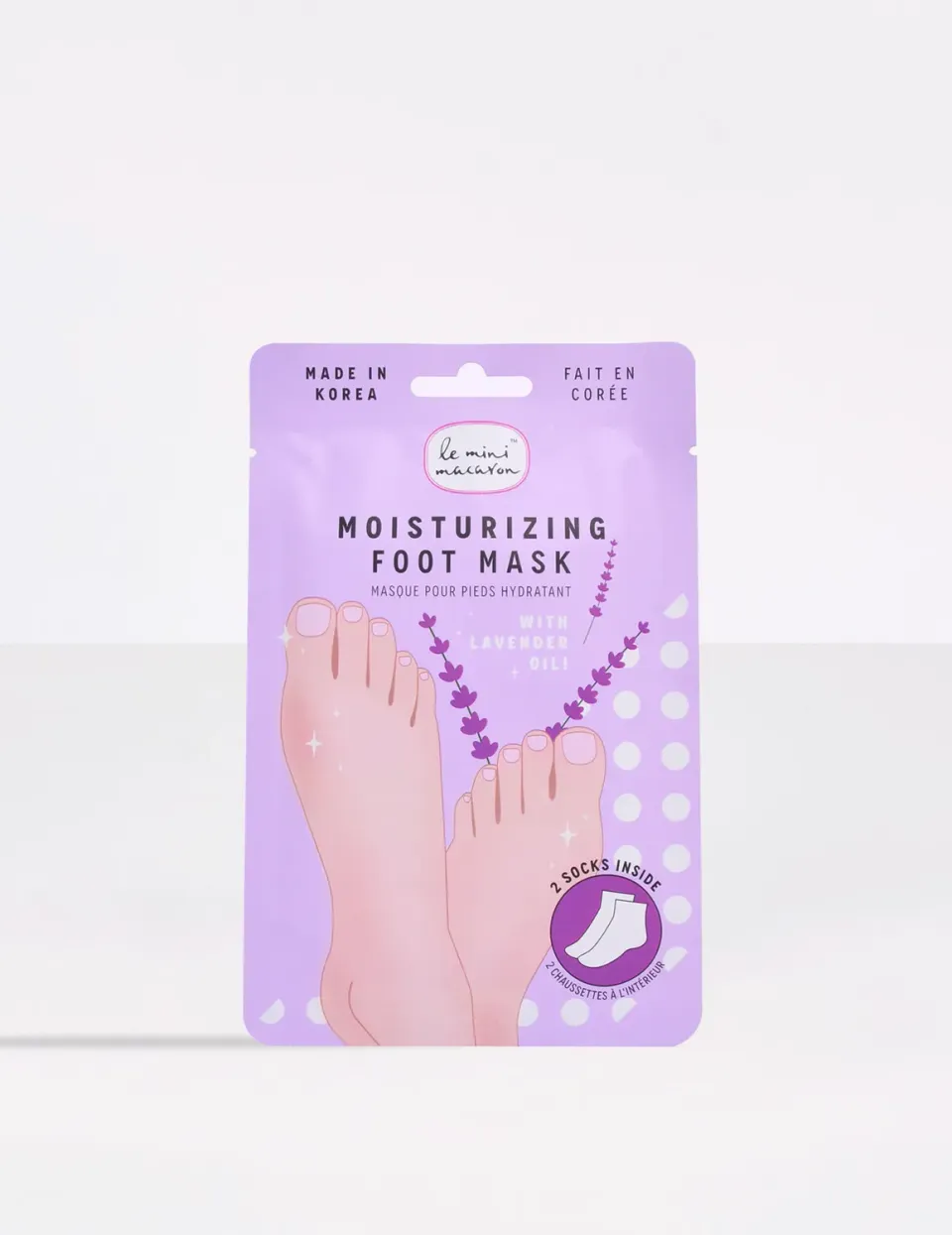 Le Mini Macaron fotmaske lavendel fukt 2 stk sokker