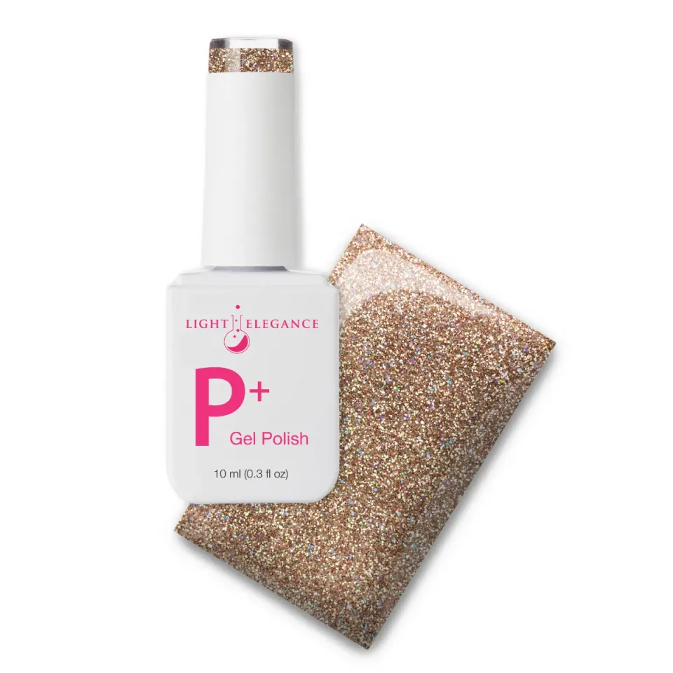 Light Elegance P+ Champagne glitterlakk 10 ml rosegull