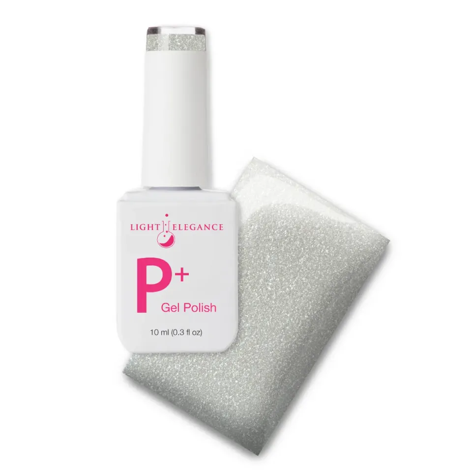 Light Elegance P+ Break a Leg gel polish 10ml hvit glitter