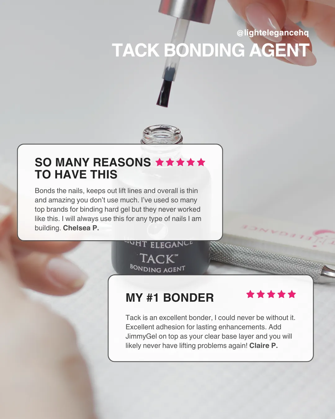 Light Elegance Tack Bundle bondinggel 15 ml + 30 ml ekstra sterkt feste