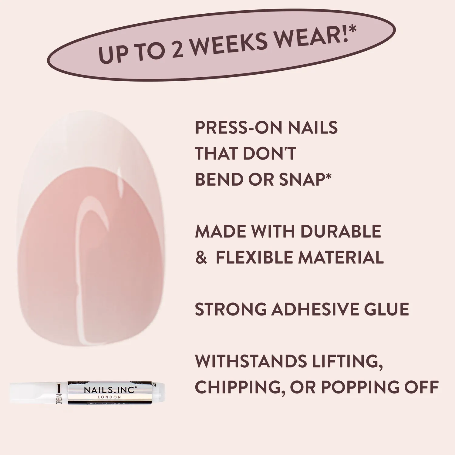 Nails Inc Gracie press-on negler almond french