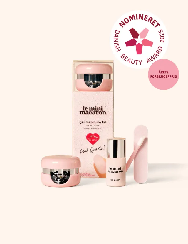 Le Mini Macaron Pink Quartz gelmanikyrsett med lampe 10-14 dager