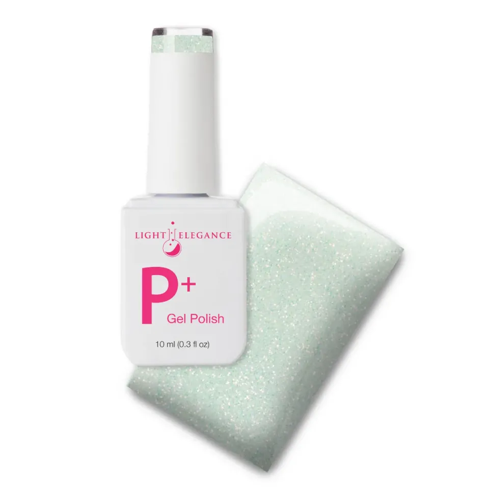 Light Elegance P+ Gossip and Glow glitter gel polish 10 ml mint