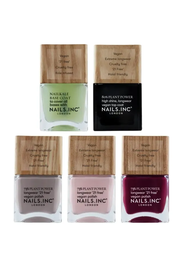 Nails Inc Plant Power neglelakk 5-pk vegansk base+topp