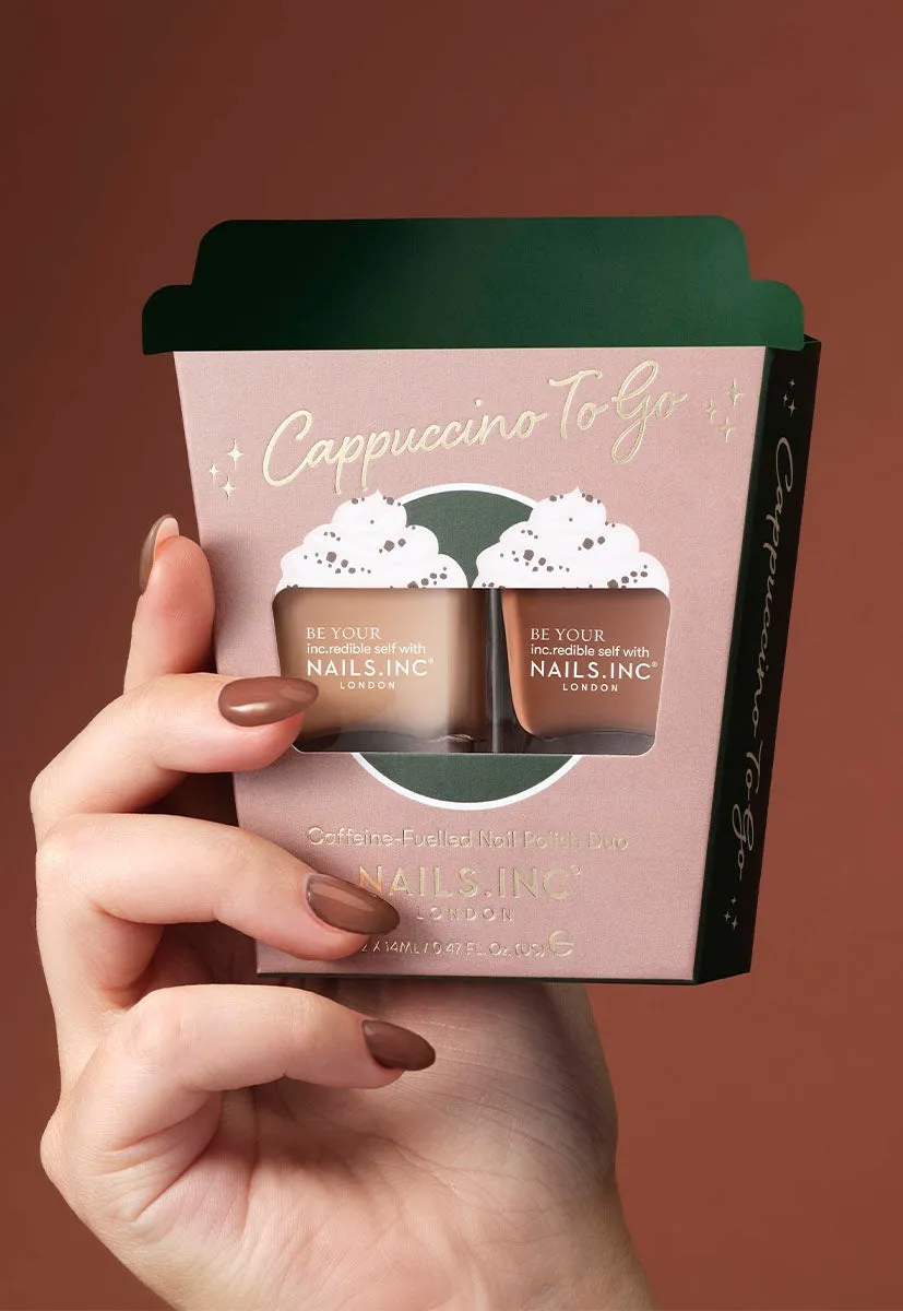 Nails Inc Cappuccino To Go neglelakk duo brune