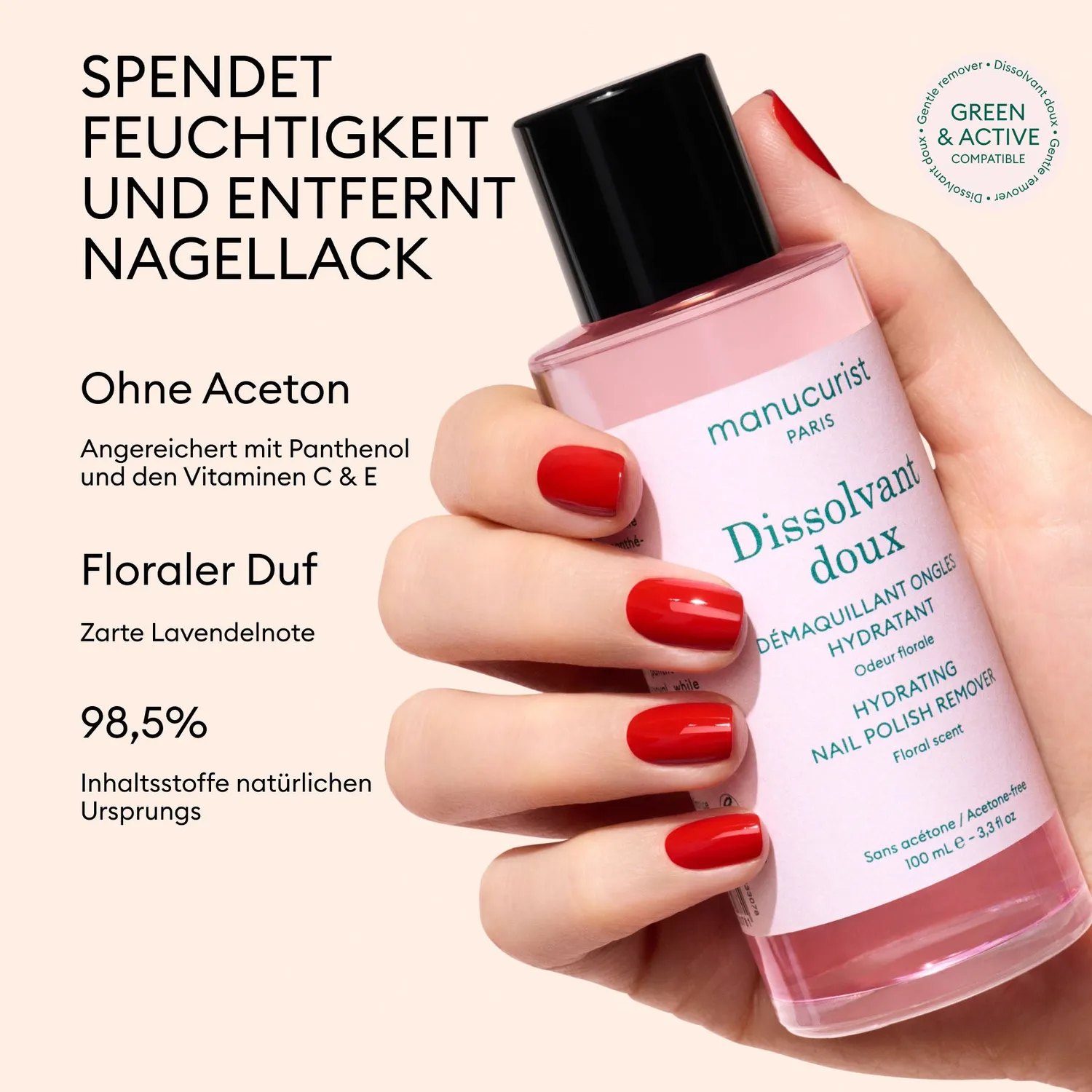 Manucurist Green Gentle neglelakkfjerner 100 ml mild