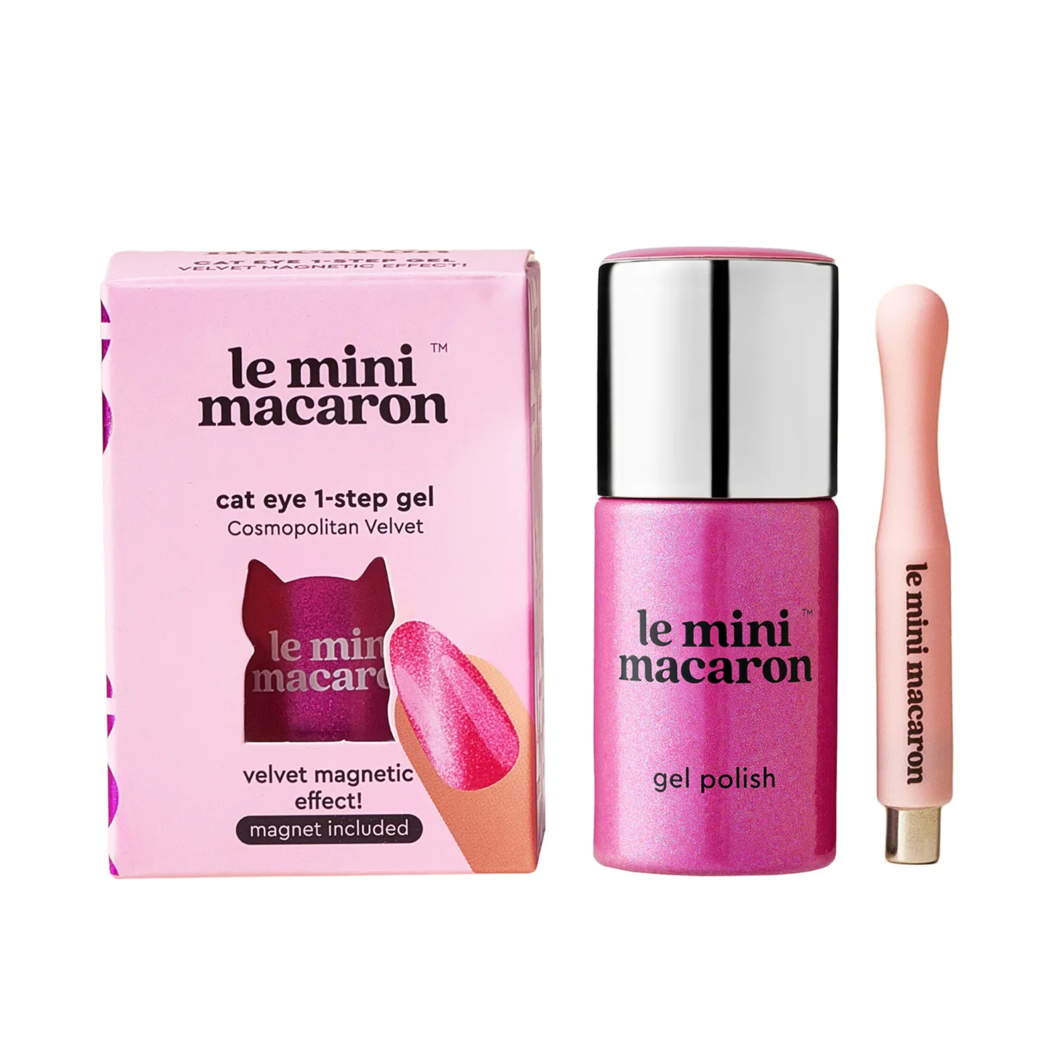 Le Mini Macaron Cosmopolitan Velvet gellakk 8,5 ml cat eye rosa
