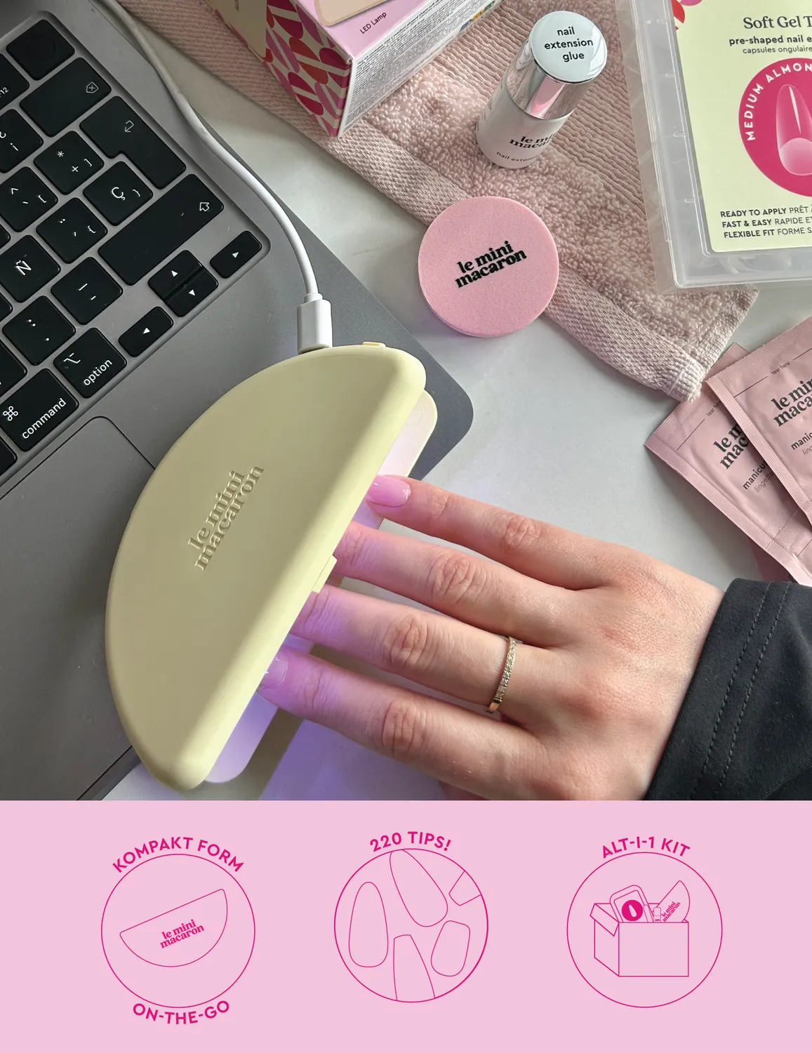 Le Mini Macaron Starter Kit Soft Gel Tips neglesett medium almond