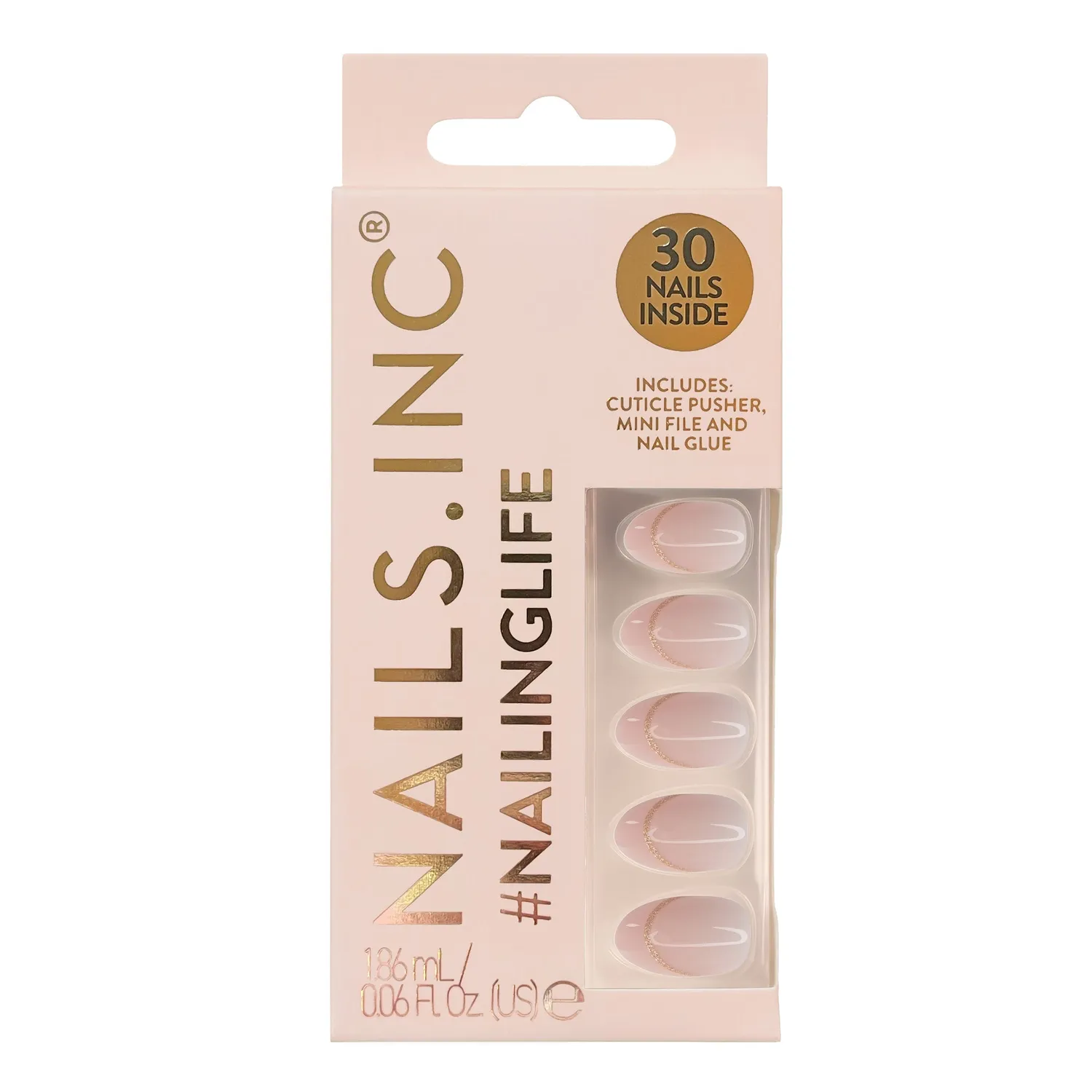 Nails Inc London Sabrina Gold French press-on negler