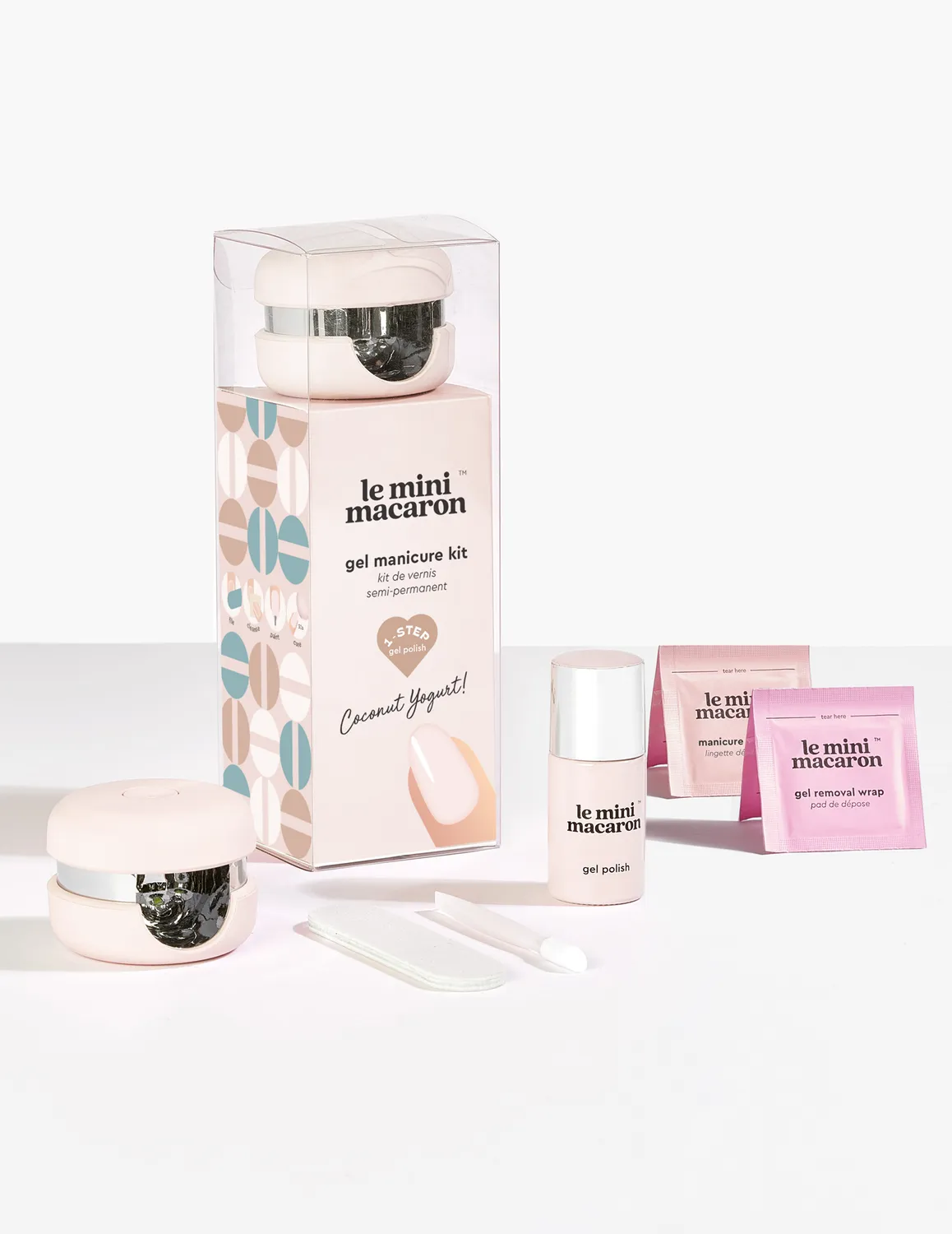 Le Mini Macaron Coconut Yogurt gel manikyrkit med LED-lampe