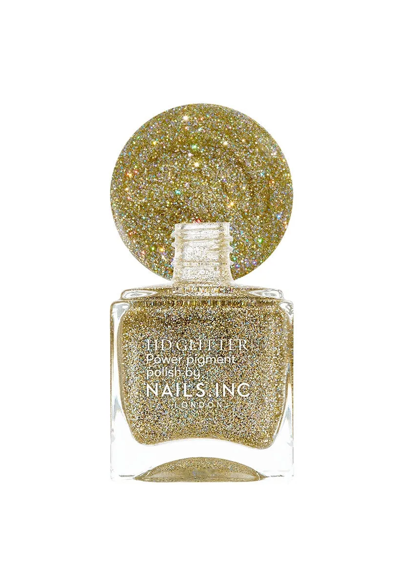 Nails Inc London HD Glitter Always Electric neglelakk gullglitter