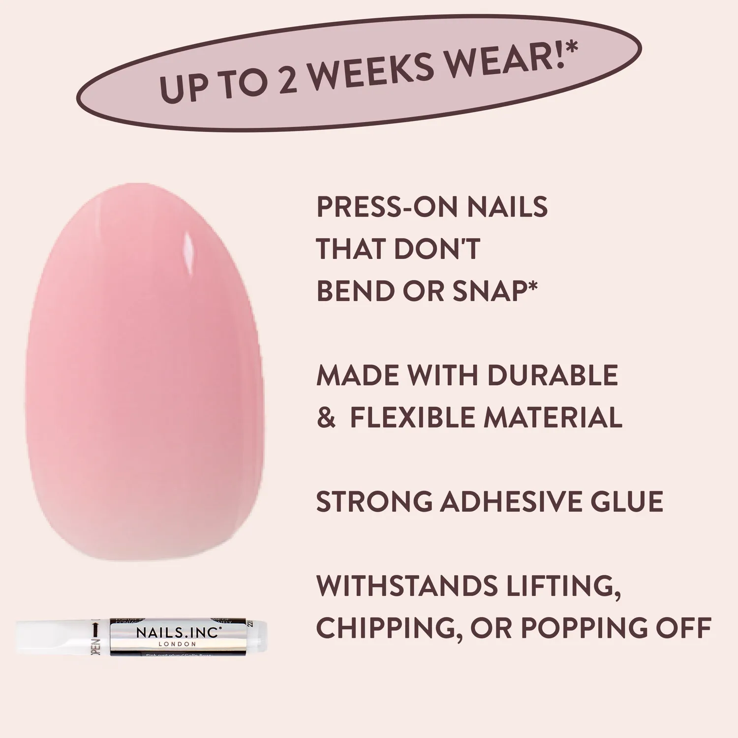 Nails Inc London Totally Taylor press-on negler klassisk rosa