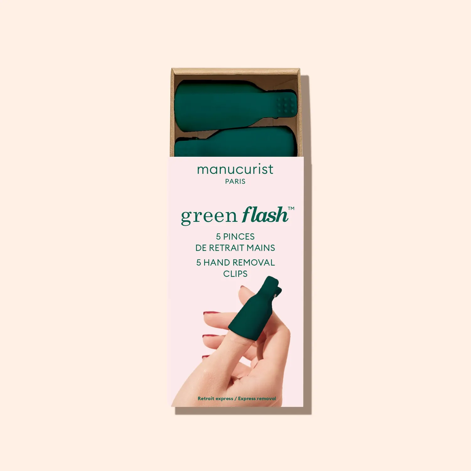 Manucurist Green Flash Nail Clips fjerneklemmer gjenbrukbare