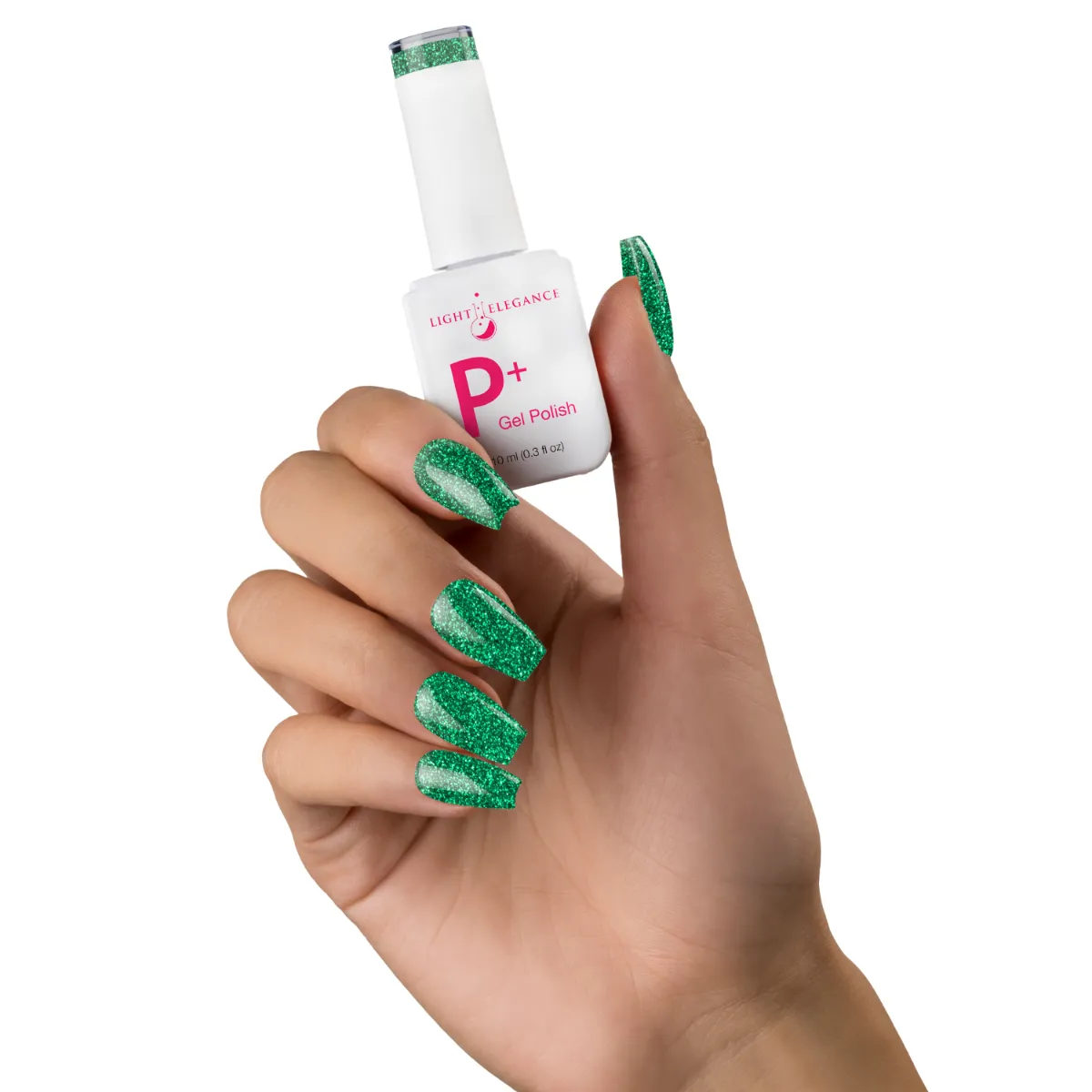 Light Elegance P+ Emerald Green glitterlakk 10 ml grønn