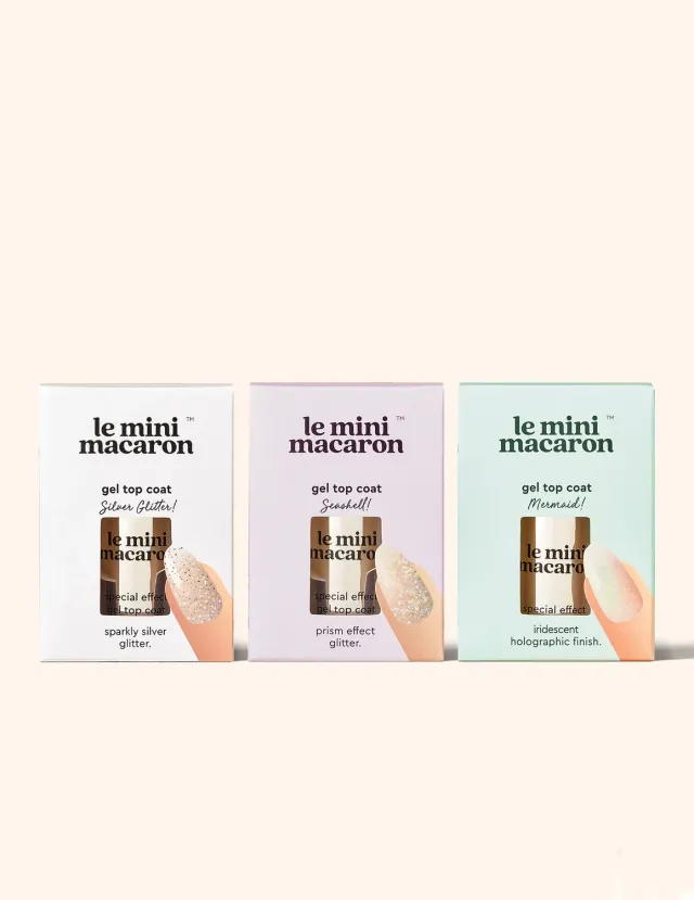 Le Mini Macaron Gel Top Coat Trio gellakk glitter 3-pk