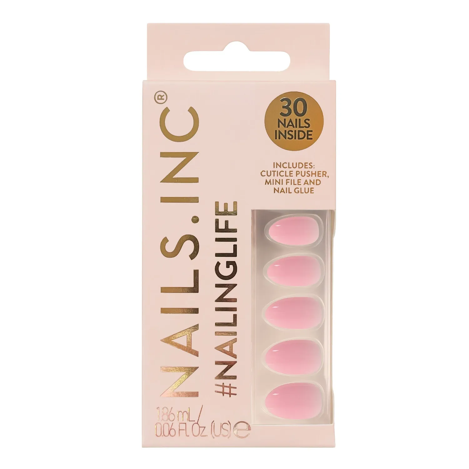 Nails Inc London Totally Taylor press-on negler klassisk rosa