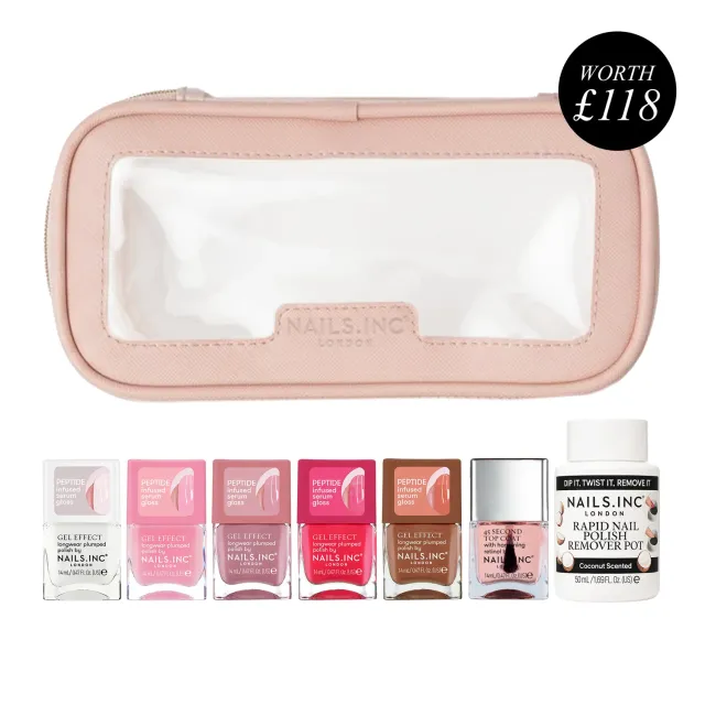 Nails Inc London Plump and Glow neglelakksett 8 deler peptid