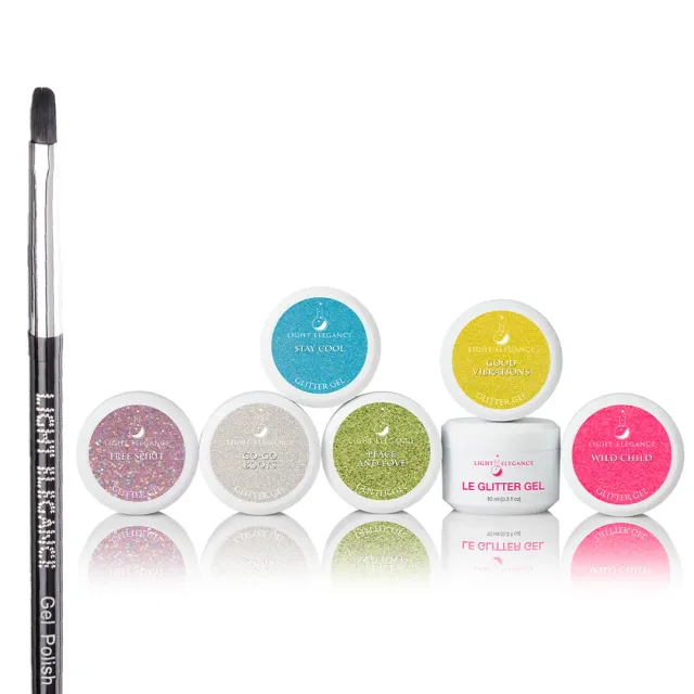 Light Elegance Happy Vibes glittergel sett 10 ml med pensel