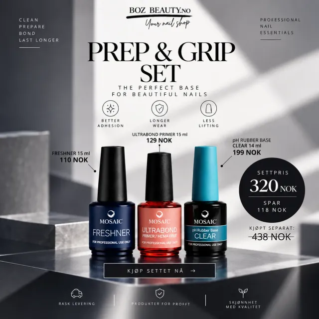 Boz Beauty Lounge Prep & Grip neglesett 3-delt base