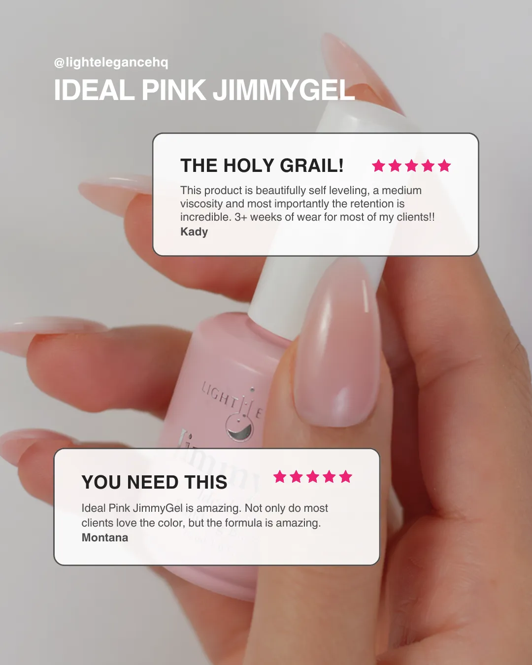 Light Elegance JimmyGel Ideal Pink byggelakk 15 ml rosa