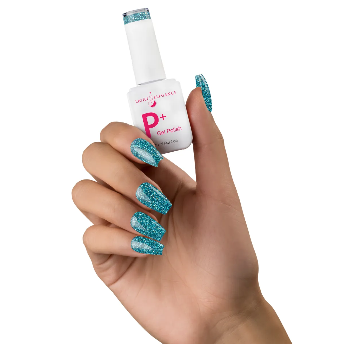 Light Elegance P+ Blast Off Blue gellakk blå glitter 10 ml