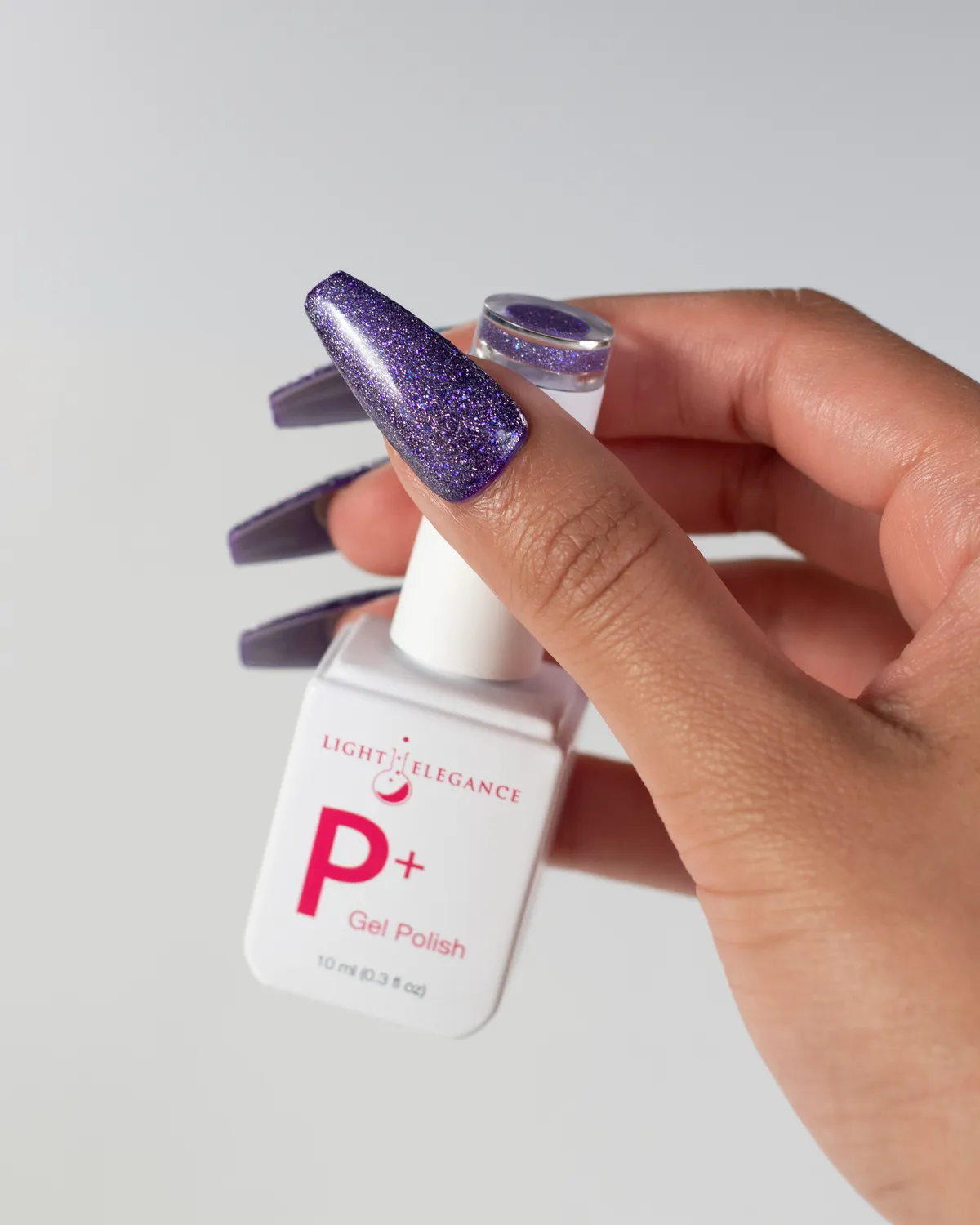 Light Elegance P+ Supernova glitter gel polish 10 ml lilla