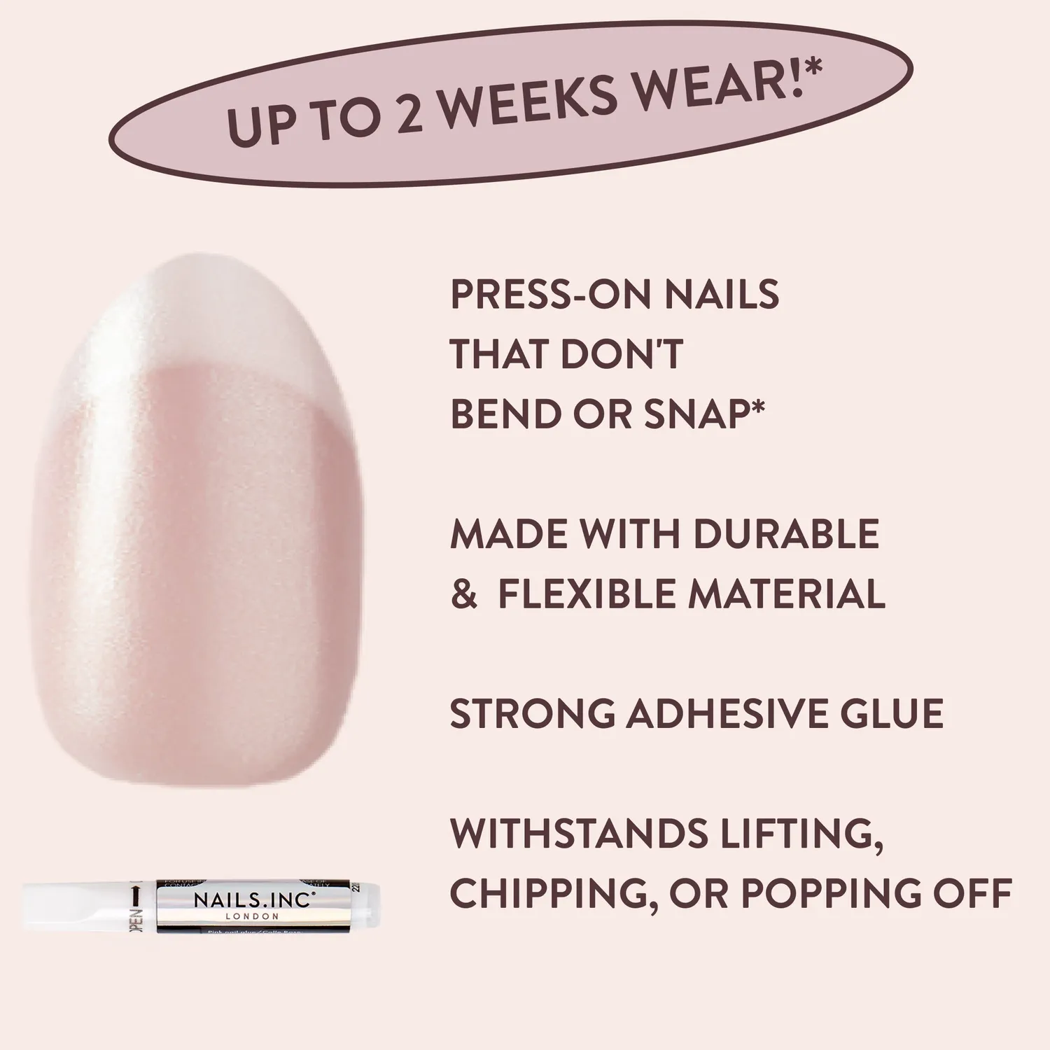 Nails Inc London All Out Olivia press-on negler french