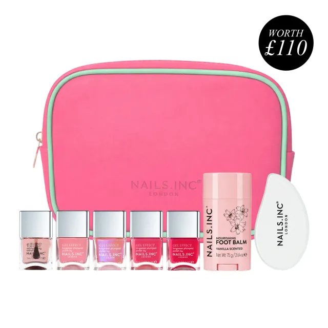 Nails Inc Gel Effect Guava Goddess pedikyrsett 8-pk gelglans