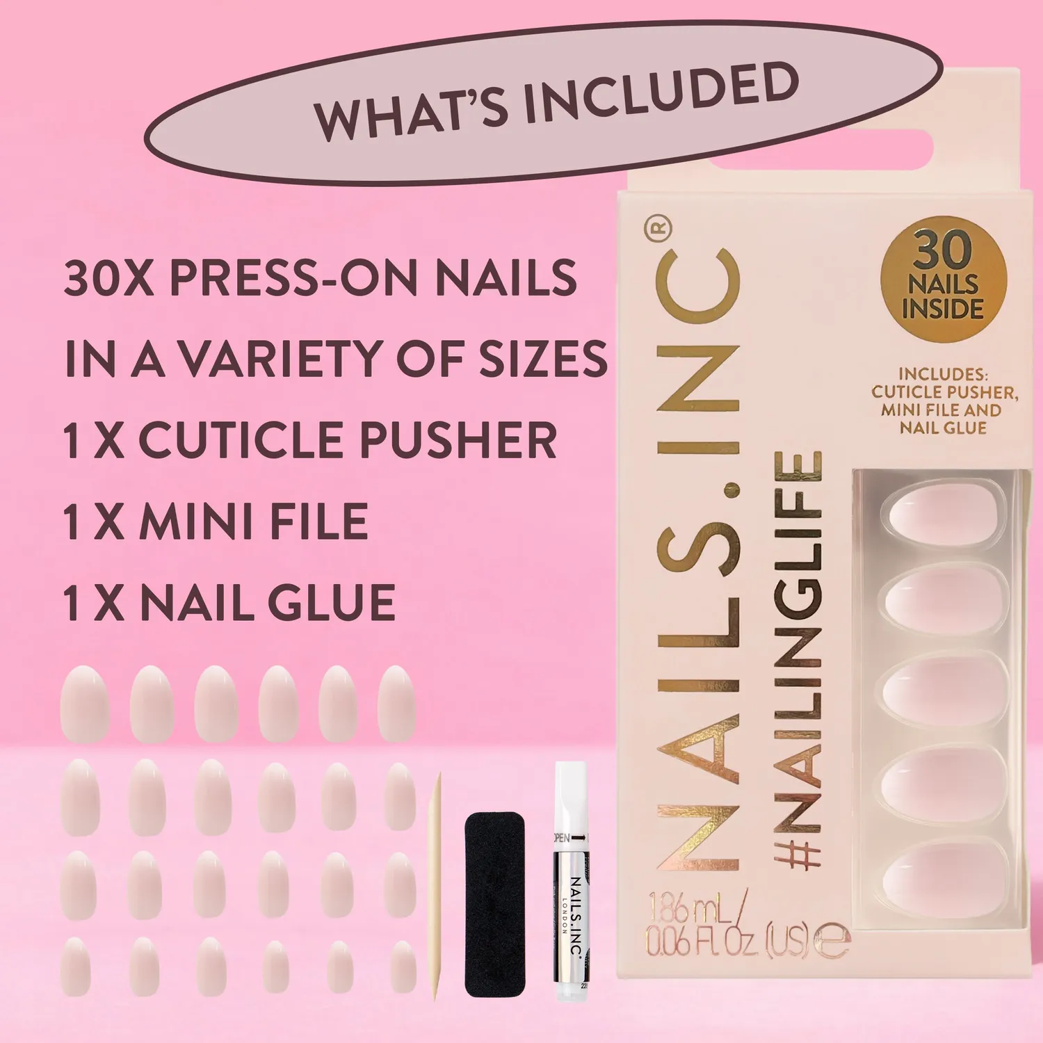 Nails Inc So Selena nude ombré løsnegler