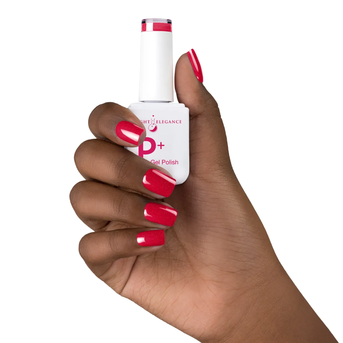 Light Elegance P+ Curtain Call gel polish 10 ml rød shimmer