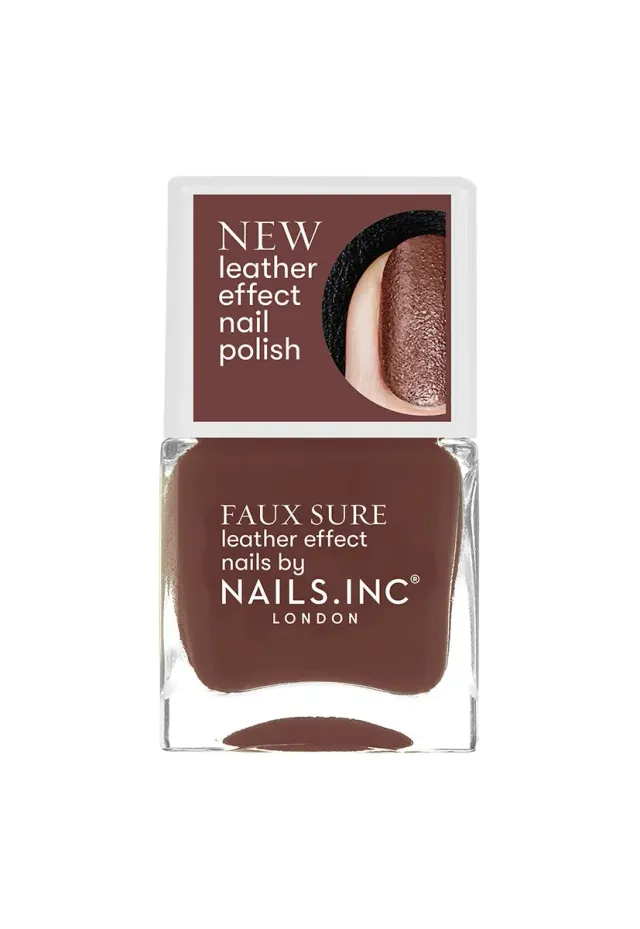 Nails Inc London Leather Effect Faux Sure neglelakk brun matt