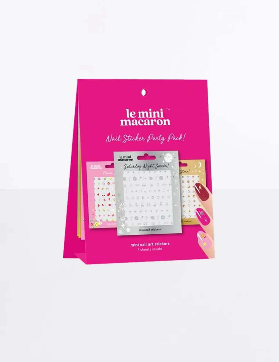 Le Mini Macaron Party Pack negleklistremerker 3-pakning