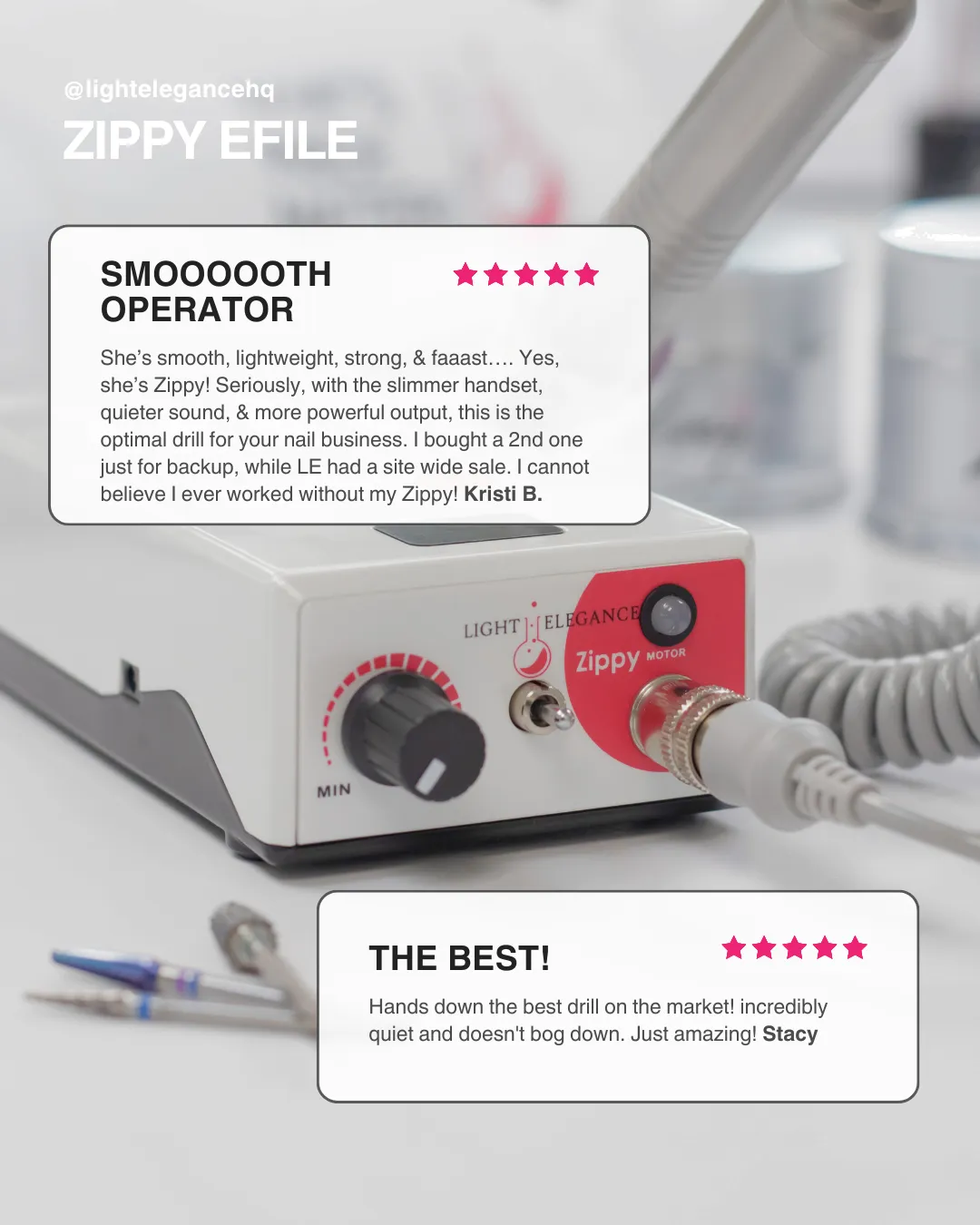 Light Elegance Zippy Gen2 elektrisk neglefil refurbished 110V