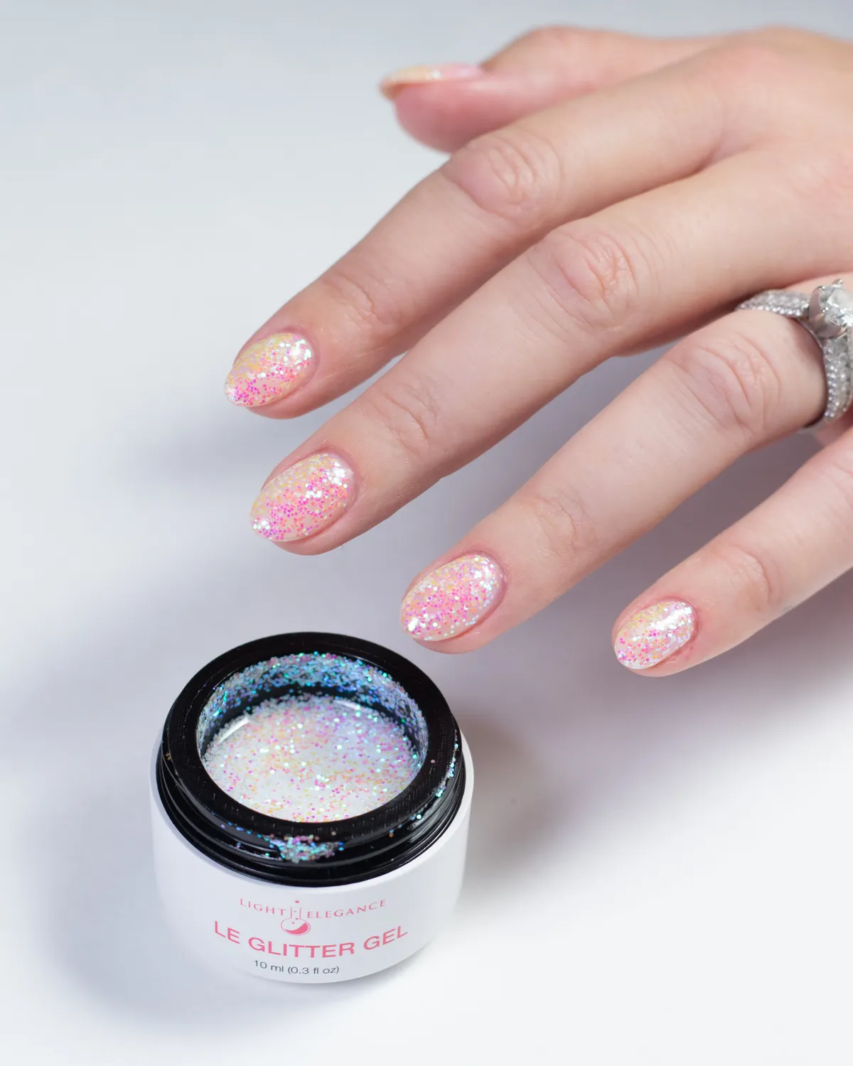 Light Elegance Space Cadet glittergel 10 ml rosa pastel