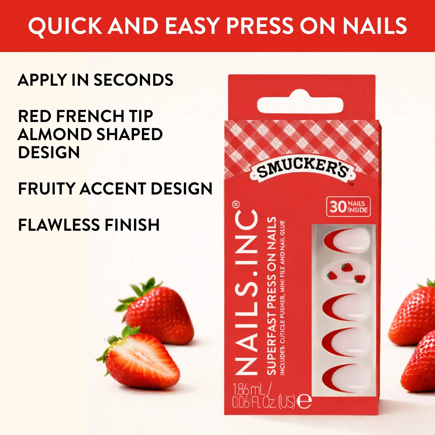 Nails Inc Strawberry Picked French Tip løsnegler